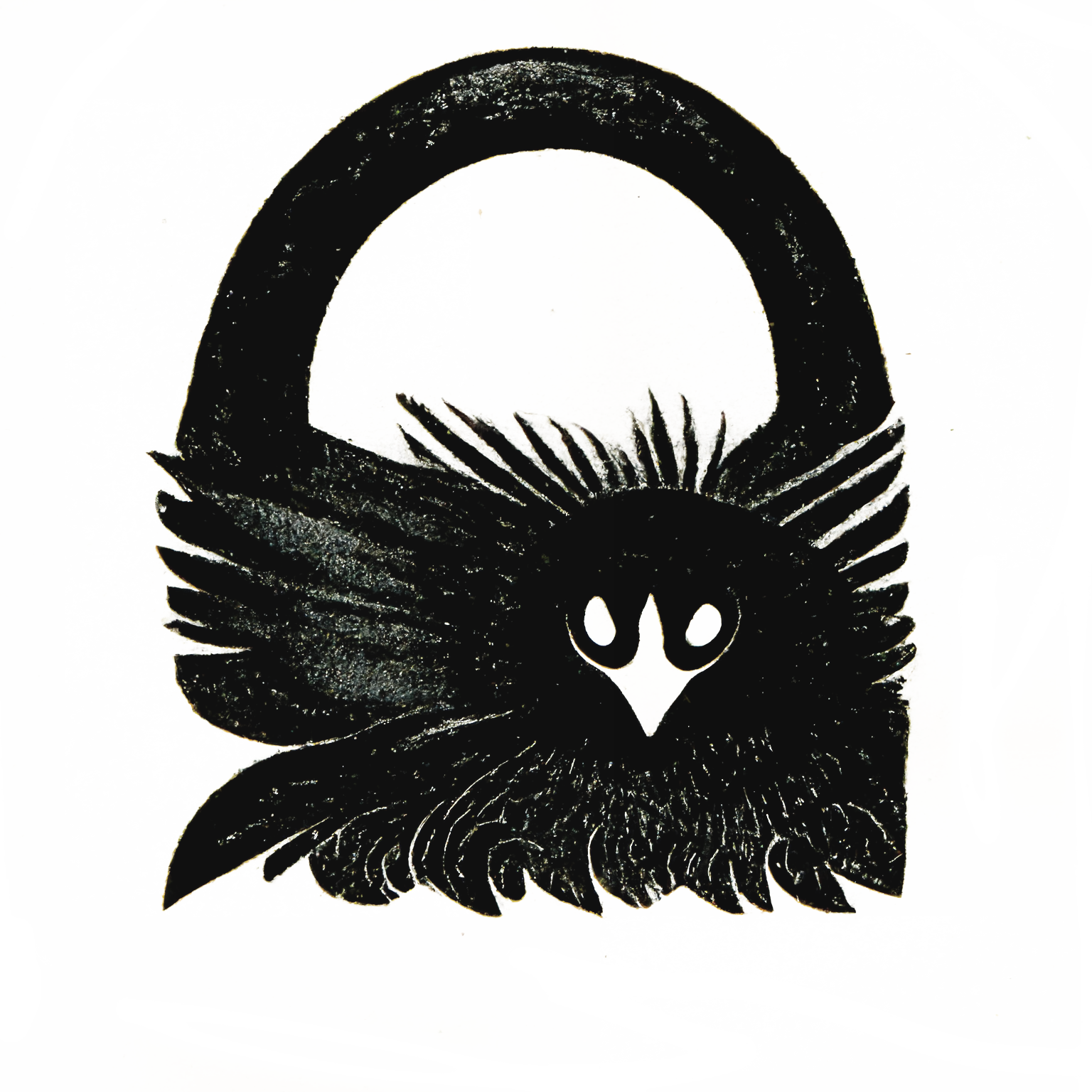 drawing of a padlock shaped like a raven