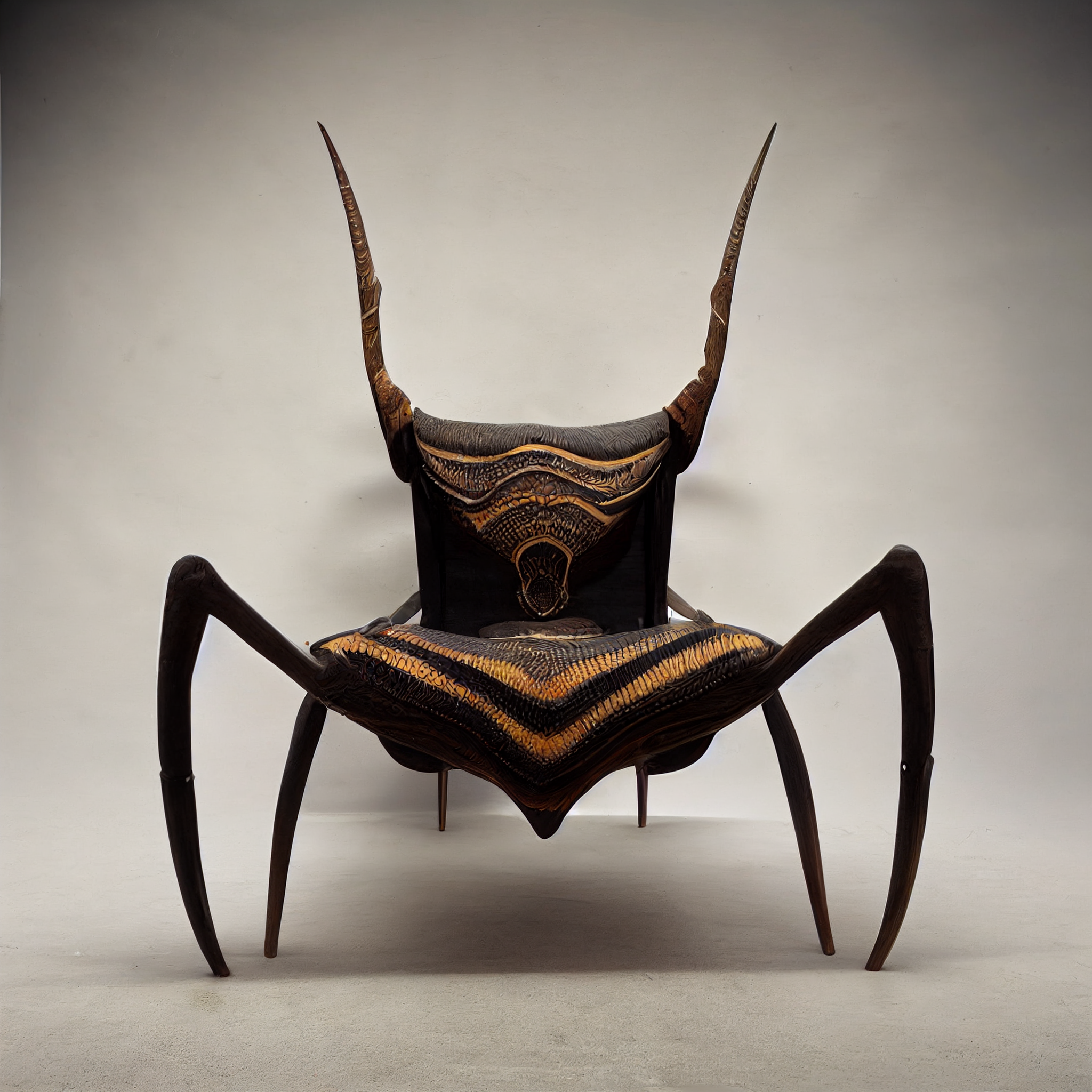 Emerson Monarch (1871-1933) | Chair (1924) | Ebony and walnut; goat hair on hide leather upholstery