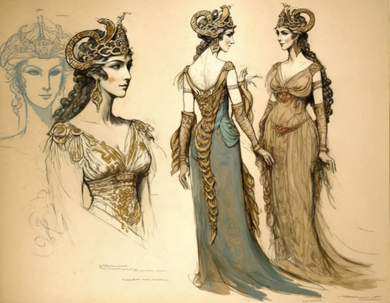 Sylvia Vandenbossche | Sketch for Medusa's Gown, Act II (1899)