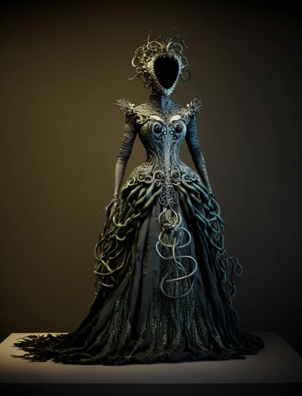 Sylvia Vandenbossche  | Medusa's Gown (Act IV) (1900) | Silk, linen, leather, metallic embroidery, wire