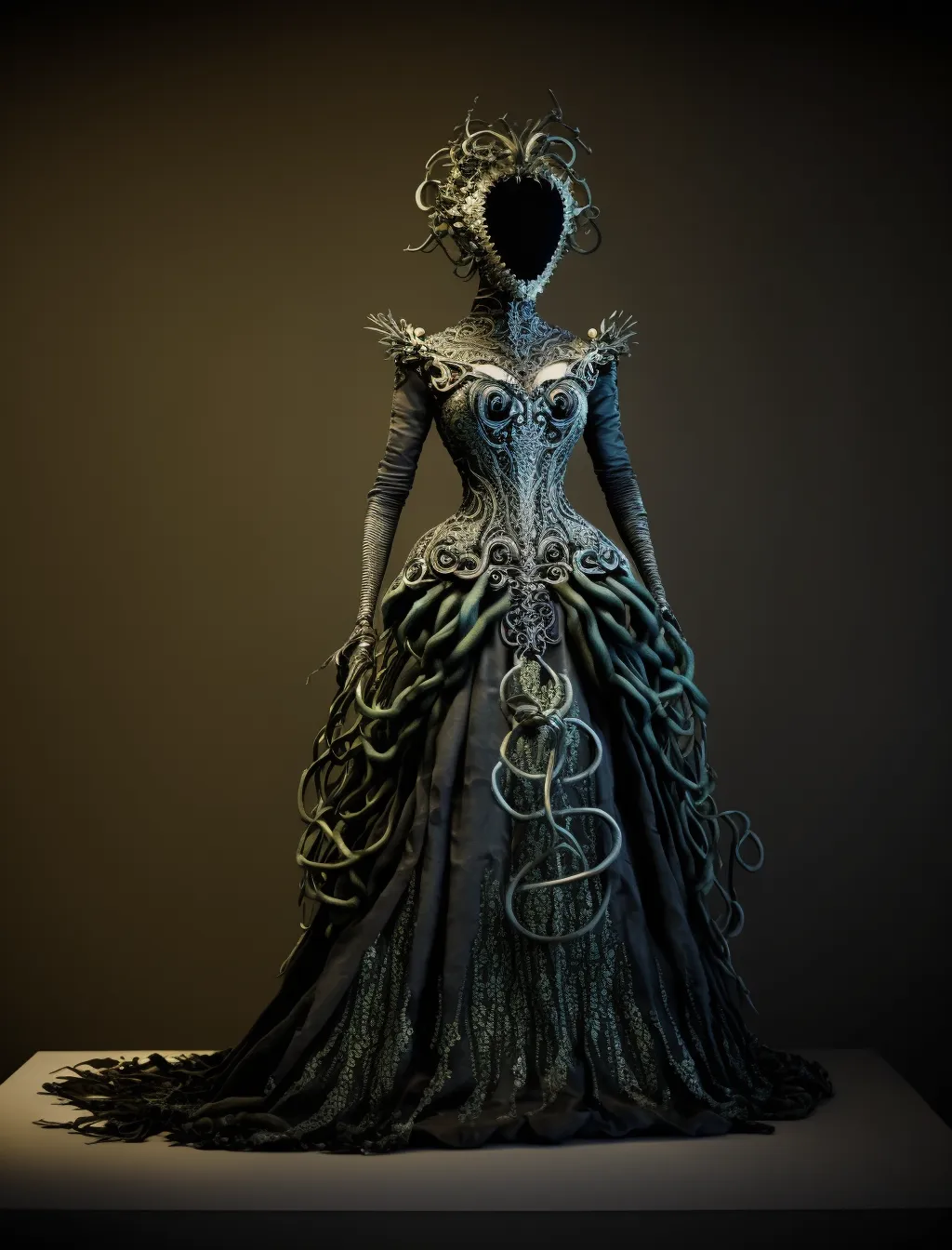 Sylvia Vandenbossche | Medusa's Gown (Act IV) (1900) | Silk, linen, leather, metallic embroidery, wire