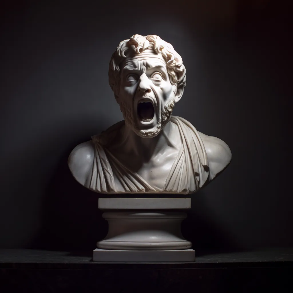 Att. Thanatophanes | Screaming Bust (ca. 65-75 AD) | Marble