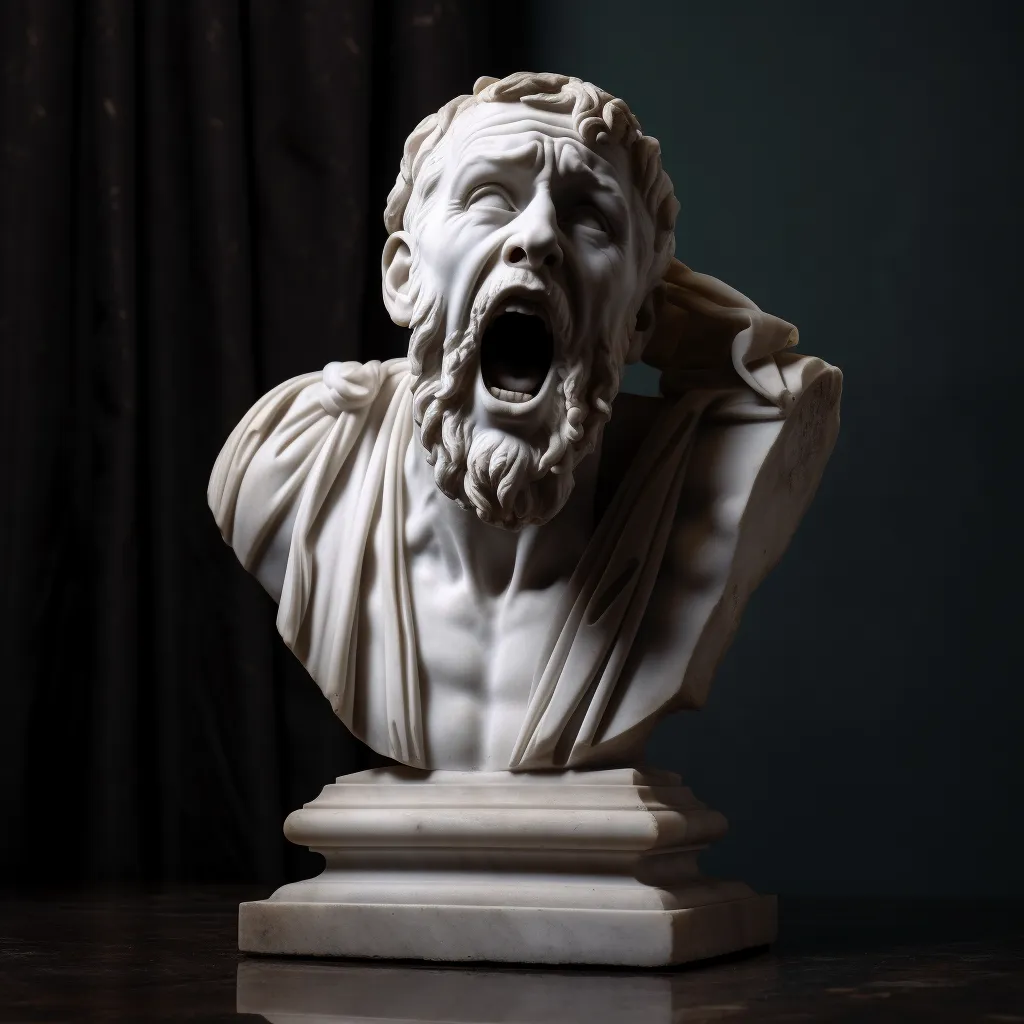 Att. Thanatophanes | Screaming Bust (ca. 65-80 AD) | Marble