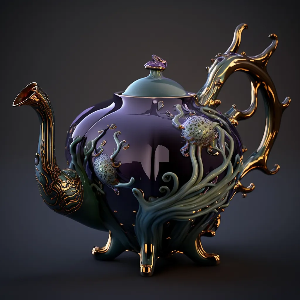 Clovis Corbyn (1874-1900) | Purple Teapot (1895) | Porcelain with gold leaf ornaments